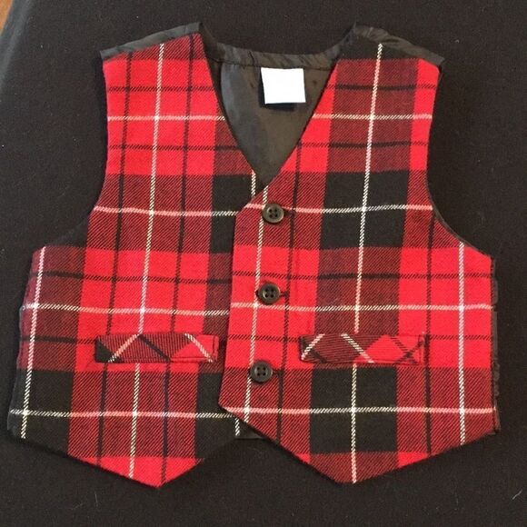 Title: Red, Black & White Children's Place Vest 0-3 Months - Picture 1 of 8